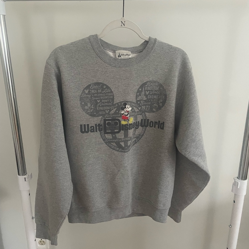 Disney Gray Crewneck Sweater with Mickey Mouse